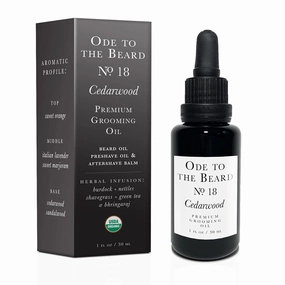 USDA Organic Cedar-Scented Beard Oil For Men, 3-in-1 Premium Grooming Oil with Argan Oil, Jojoba and More, For Beard Growth and Maintenance - Ode To The Beard Cedarwood Beard Oil, 1 fl oz