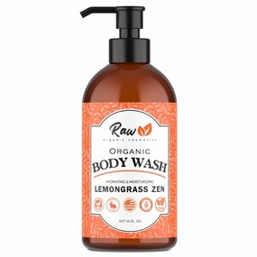 USDA Organic Lemongrass Body Wash for Sensitive Skin - pH 5.5 Balanced Shower Gel with Shea Butter & Essential Oils - Aromatherapy, Sulfate-Free, Vegan, 16 oz - Made in USA