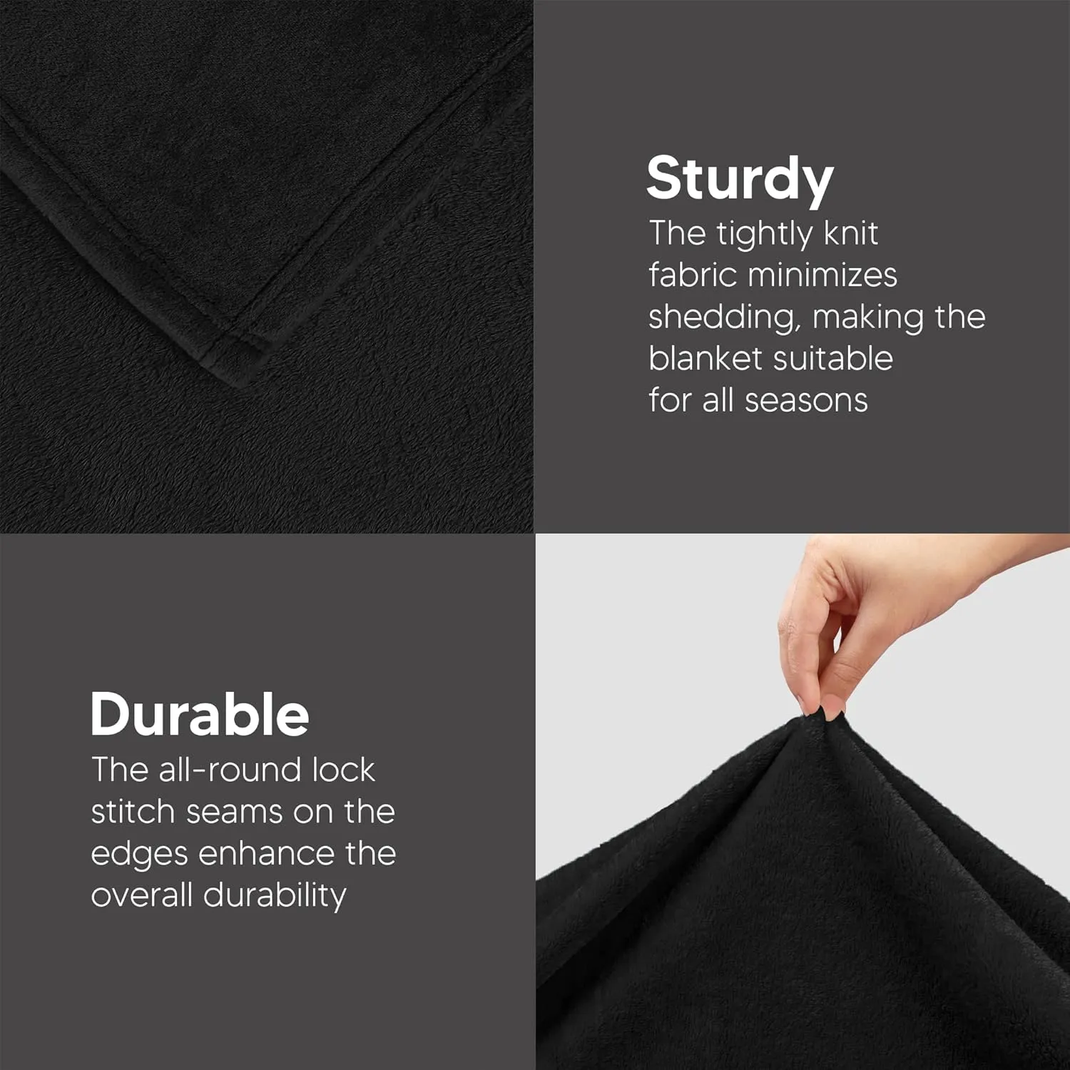 Utopia Bedding Fleece Blanket Queen Size Black 300GSM Luxury Anti-Static Fuzzy Soft Microfiber Bed Blanket (90x90 Inch)