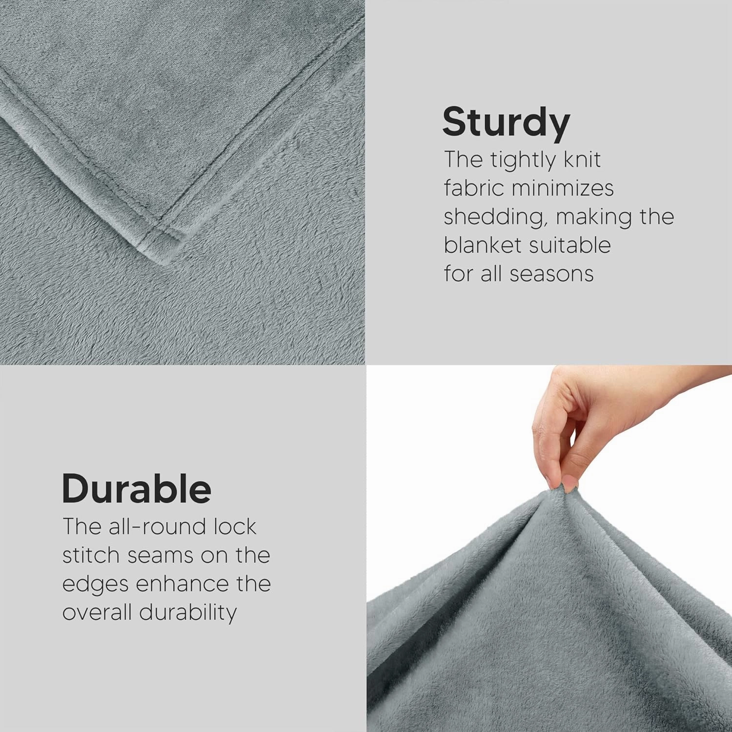 Utopia Bedding Fleece Blanket Queen Size Ash Grey 300GSM Luxury Fuzzy Soft Anti-Static Microfiber Bed Blanket (90x90 Inch)