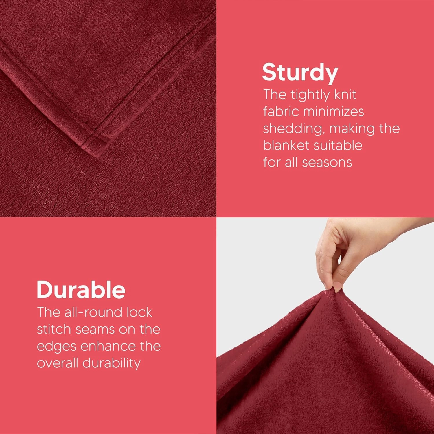Utopia Bedding Fleece Blanket Queen Size Burgundy 300GSM Luxury Anti-Static Fuzzy Soft Microfiber Bed Blanket (90x90 Inch)