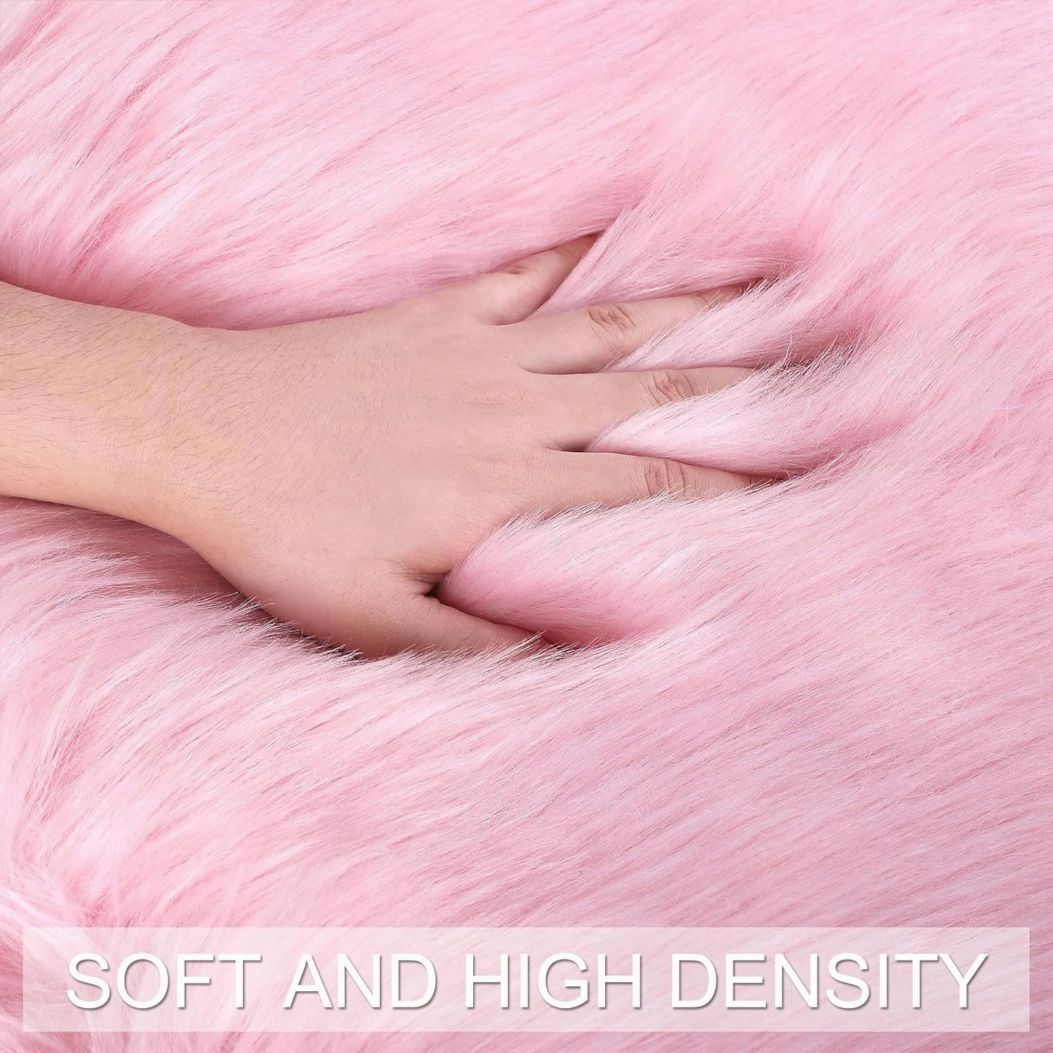 uxcell Faux Fur Round Rug,Fluffy Area Mat,Fluff Rugs for Bedroom Floor Sofa Living Room 2 x 2 Feet Light Pink