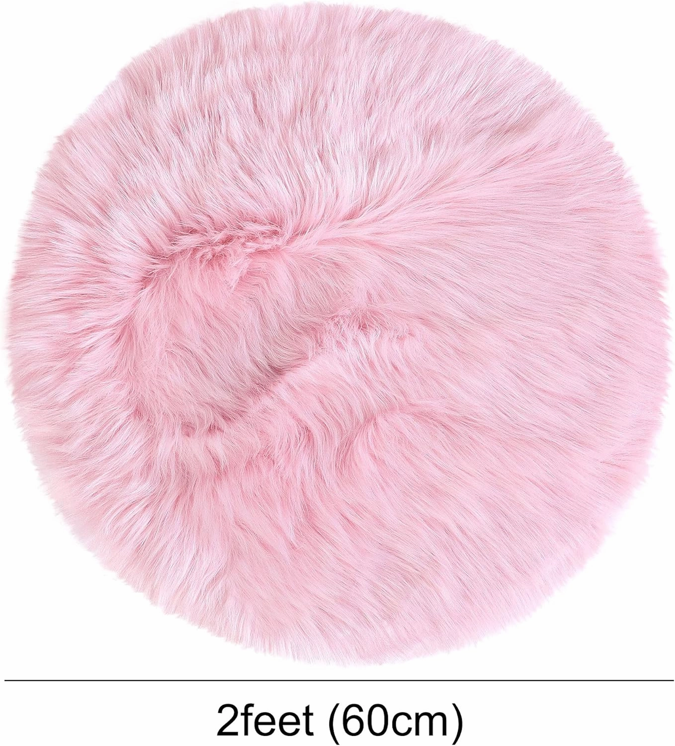 uxcell Faux Fur Round Rug,Fluffy Area Mat,Fluff Rugs for Bedroom Floor Sofa Living Room 2 x 2 Feet Light Pink