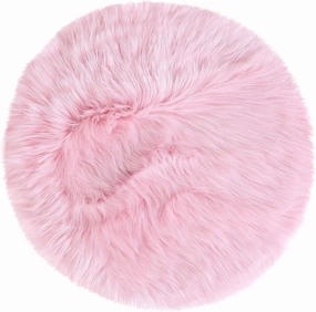 uxcell Faux Fur Round Rug,Fluffy Area Mat,Fluff Rugs for Bedroom Floor Sofa Living Room 2 x 2 Feet Light Pink