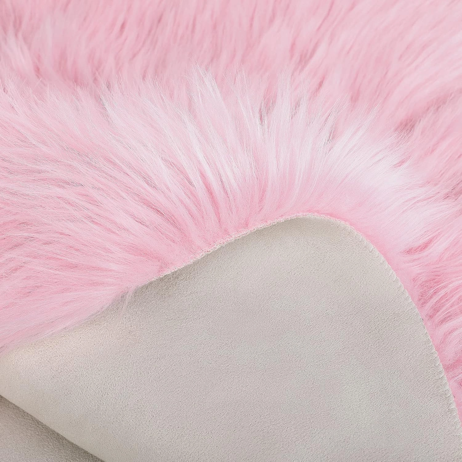uxcell Faux Fur Round Rug,Fluffy Area Mat,Fluff Rugs for Bedroom Floor Sofa Living Room 2 x 2 Feet Light Pink