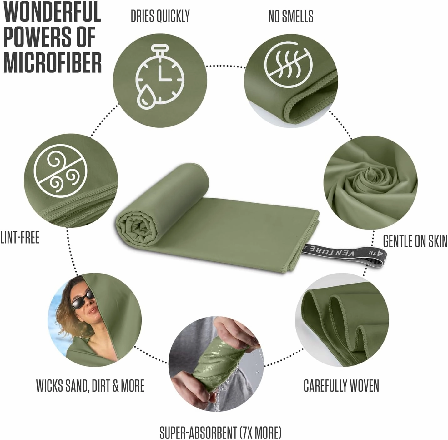 VENTURE 4TH - 4pcs Quick Dry Towels. Microfiber Travel Towels Ideal for Camping, Hiking, Backpacking, Gym. Lightweight & Fast Drying Travel Towels for Body. Compact & Easy to Pack - 4 Pack Medium