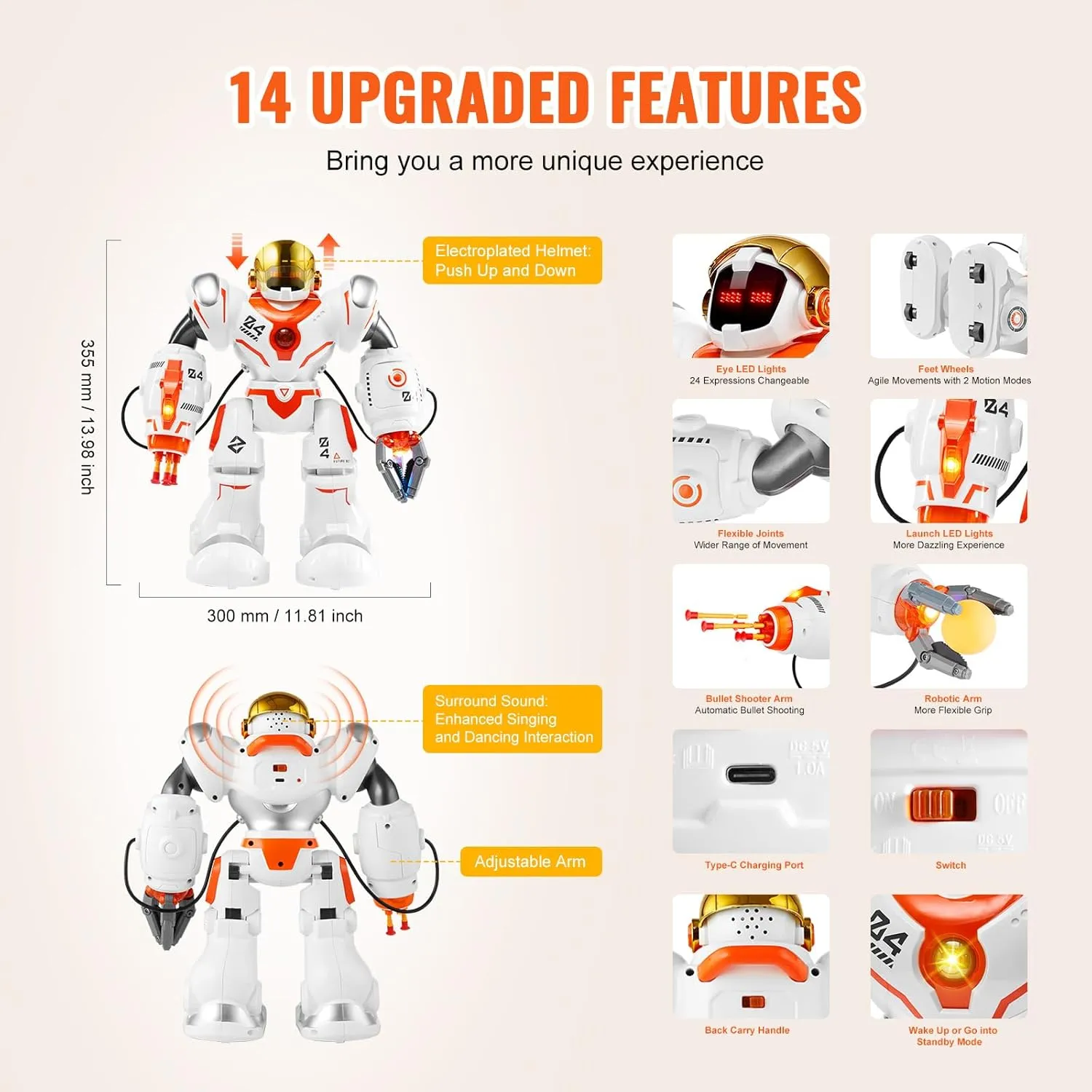 VEVOR RC Robot Toys for Kids, Battle Mode Programmable Remote Control Smart Robot with Bullets, Interactive Walking Dancing Robot for Age 3  Year Old Boys Girls Birthday Gift Present