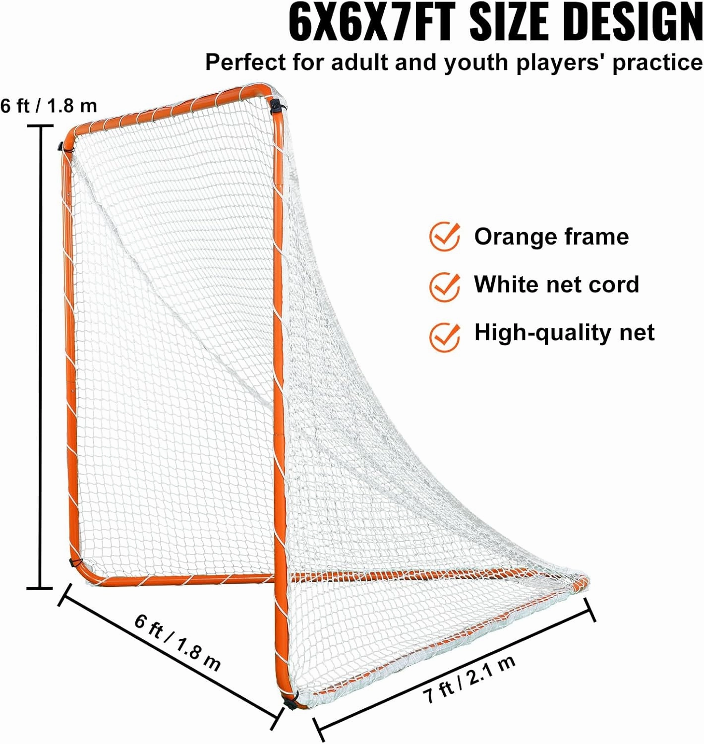 VEVOR Portable Lacrosse Goal - Complete Training Accessory Set with Extended Coverage for Youth and Adults