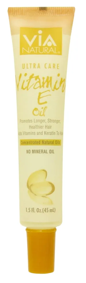 VIA Natural Ultra Care Vitamin E Oil Concentrated Natural Oil 1.5oz - Promotes Longer, Stronger, Healthier Hair, Adds Vitamins and Keratin To Hair - 24 Pack