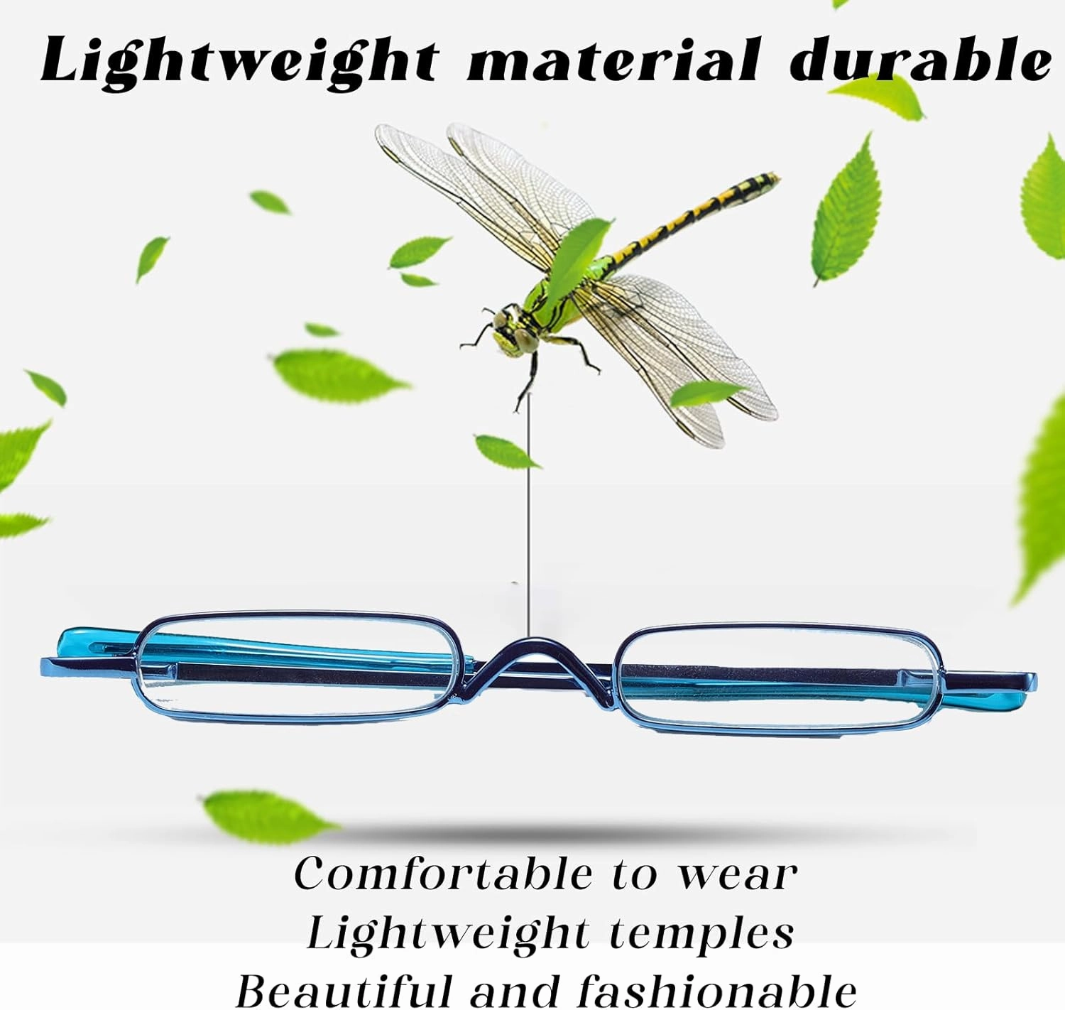 Viseng 2 pairs Slim Mini Metal Reading Glasses Compact Lightweight Portable Readers with Glasses Case for Reading Case  2.0 (Black/Blue)