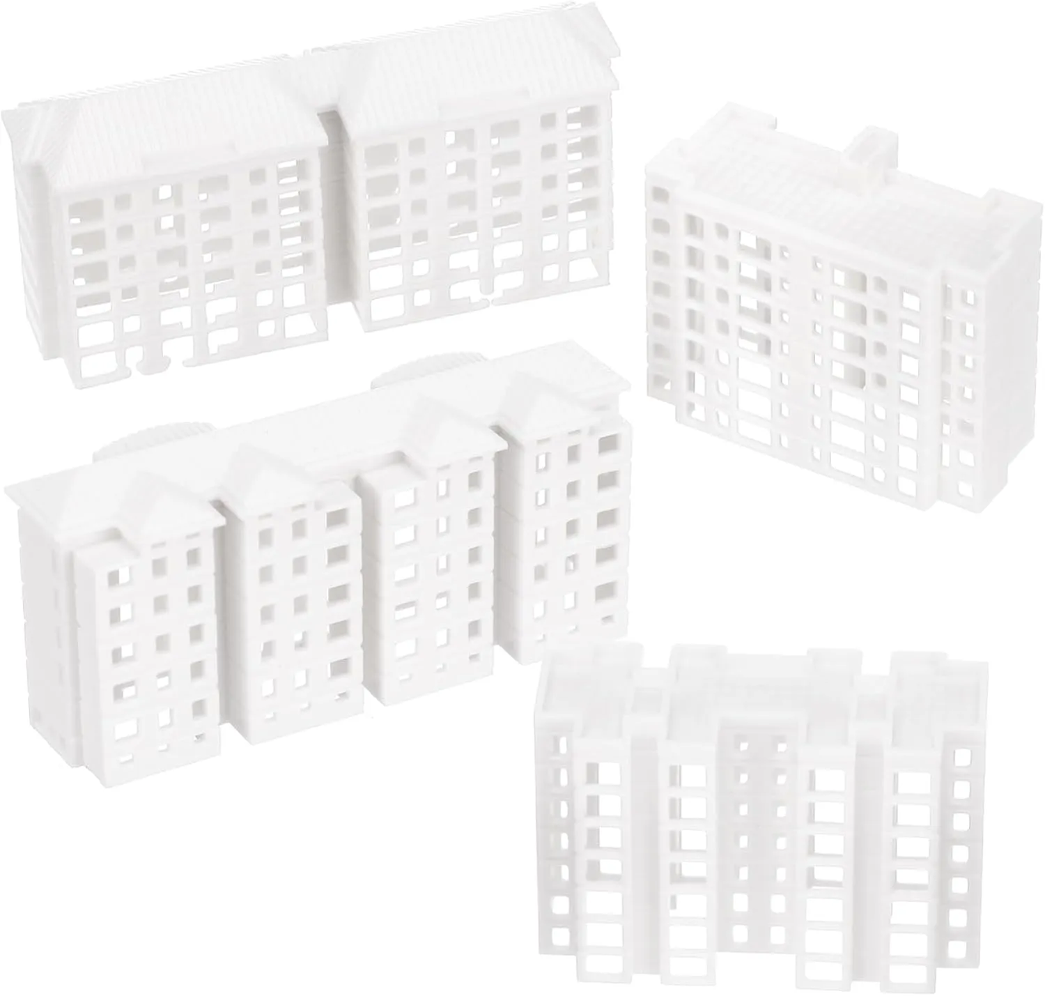 VOSAREA 4pcs 5 Miniature Buildings – Unpainted Mini Buildings for Sand Table Garden Decor - Dollhouse Layouts - and Micro Landscape Ornaments