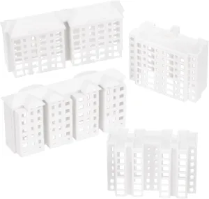 VOSAREA 4pcs 5 Miniature Buildings – Unpainted Mini Buildings for Sand Table Garden Decor - Dollhouse Layouts - and Micro Landscape Ornaments