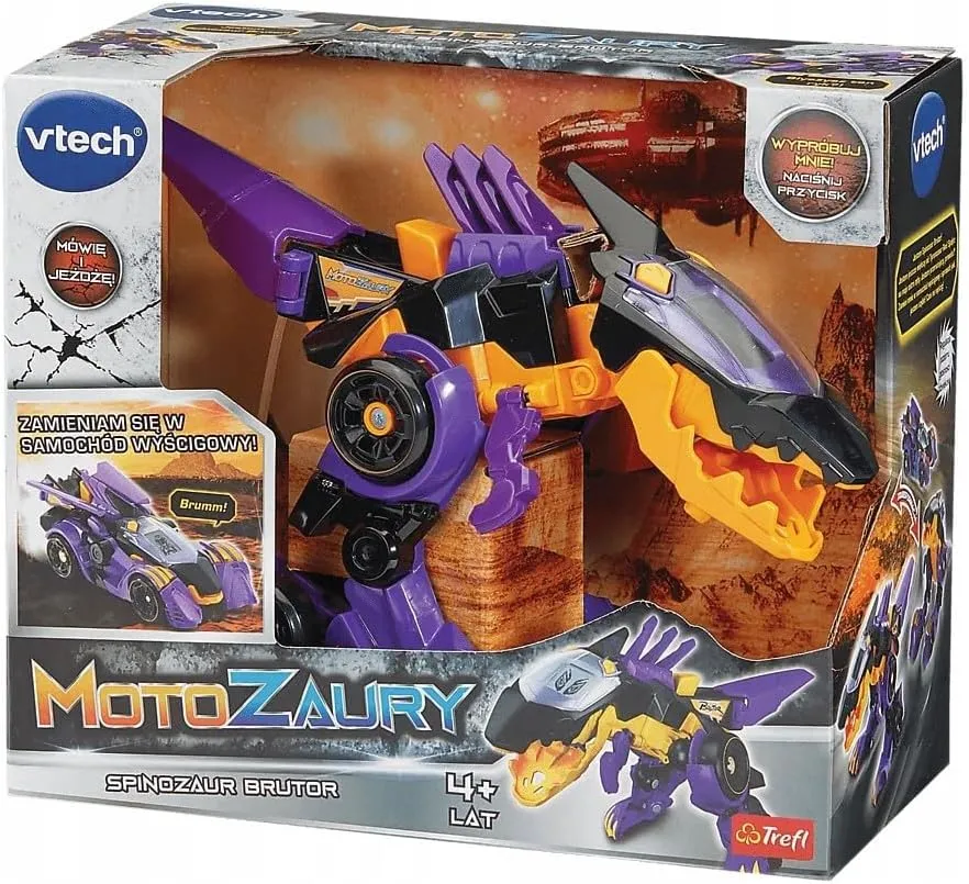 VTech Club, Motorcycles: Spinosaurus Brutor - Interactive Toy 2in1, Dinosaur Transforming into a Racing Car, for Children from 4 Years