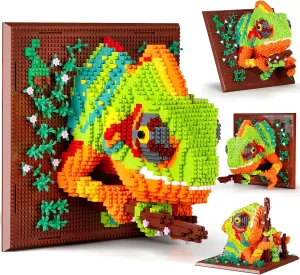 Vziimo 3D Wall Art Building Set for Adults, Animals Painting Chameleon Collectible Display Model Kit, Creator Gifts for Women, Teens, Boys Age 12  (2688 Pieces)