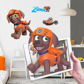 Wall Palz Nickelodeon Paw Patrol Wall Decal - 16" Zuma Vinyl Wall Stickers for Bedroom with 3D Augmented Reality Interaction - Paw Patrol Wall Decor