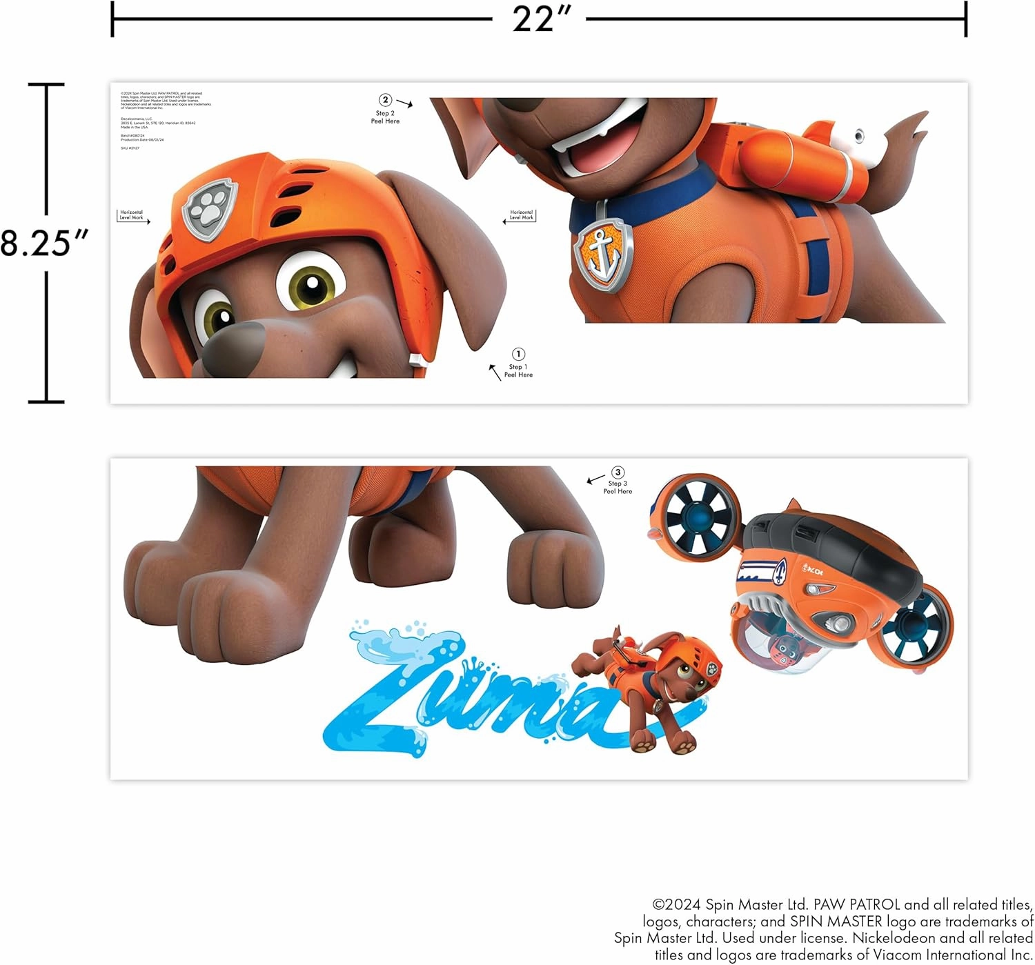 Wall Palz Nickelodeon Paw Patrol Wall Decal - 16" Zuma Vinyl Wall Stickers for Bedroom with 3D Augmented Reality Interaction - Paw Patrol Wall Decor