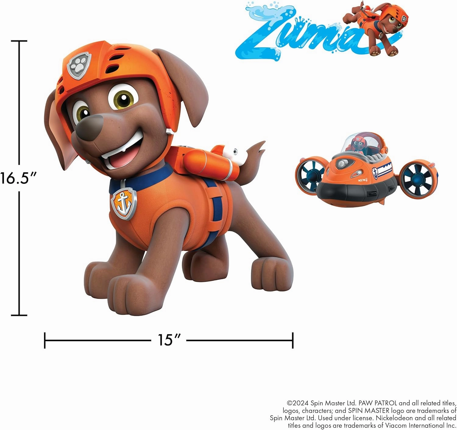 Wall Palz Nickelodeon Paw Patrol Wall Decal - 16" Zuma Vinyl Wall Stickers for Bedroom with 3D Augmented Reality Interaction - Paw Patrol Wall Decor