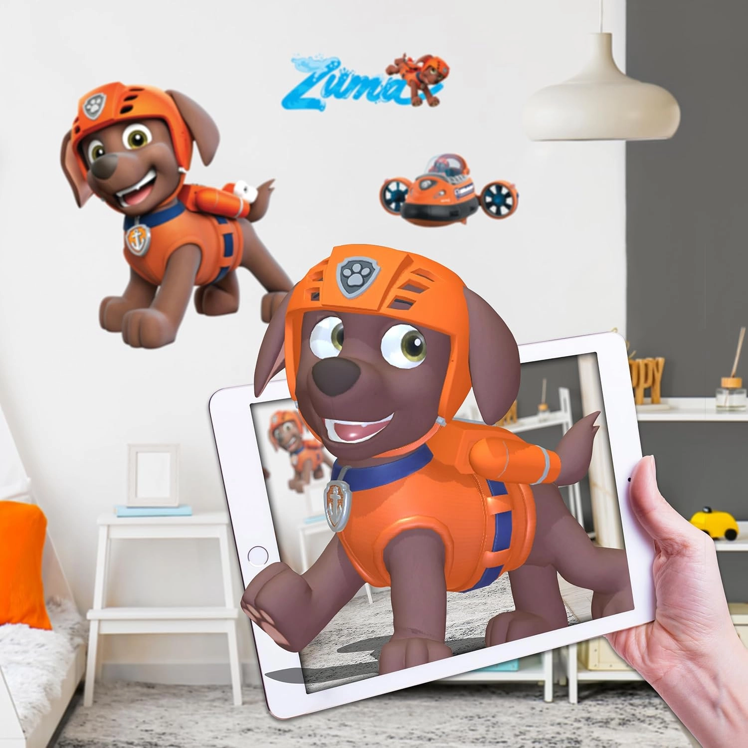 Wall Palz Nickelodeon Paw Patrol Wall Decal - 16" Zuma Vinyl Wall Stickers for Bedroom with 3D Augmented Reality Interaction - Paw Patrol Wall Decor