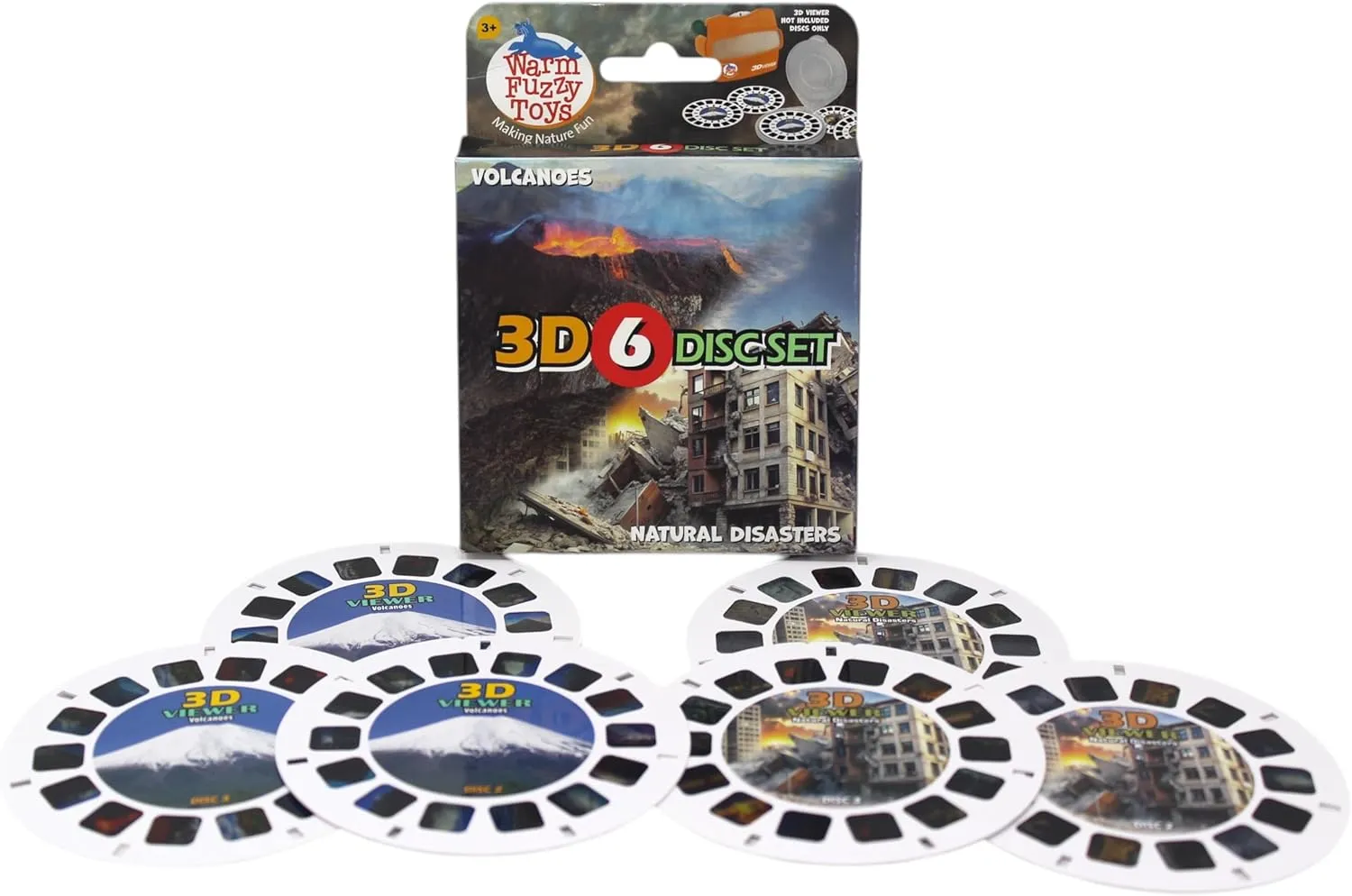 WARM FUZZY Toys Volcanoes and Natural Disasters Reels for Viewfinder - Viewfinder Reels for Kids & Adults, Classic Toys, 3D Reel, Retro Toys, Contains 6 Slides with 42 High Definition 3D Images