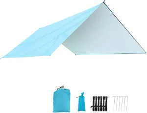 Waterproof Hammock RAIN Fly,Portable Large Rain Tarp Fast Set Up,Hammock Camping Essential (Color : Blue, Size : 290 * 290cm)