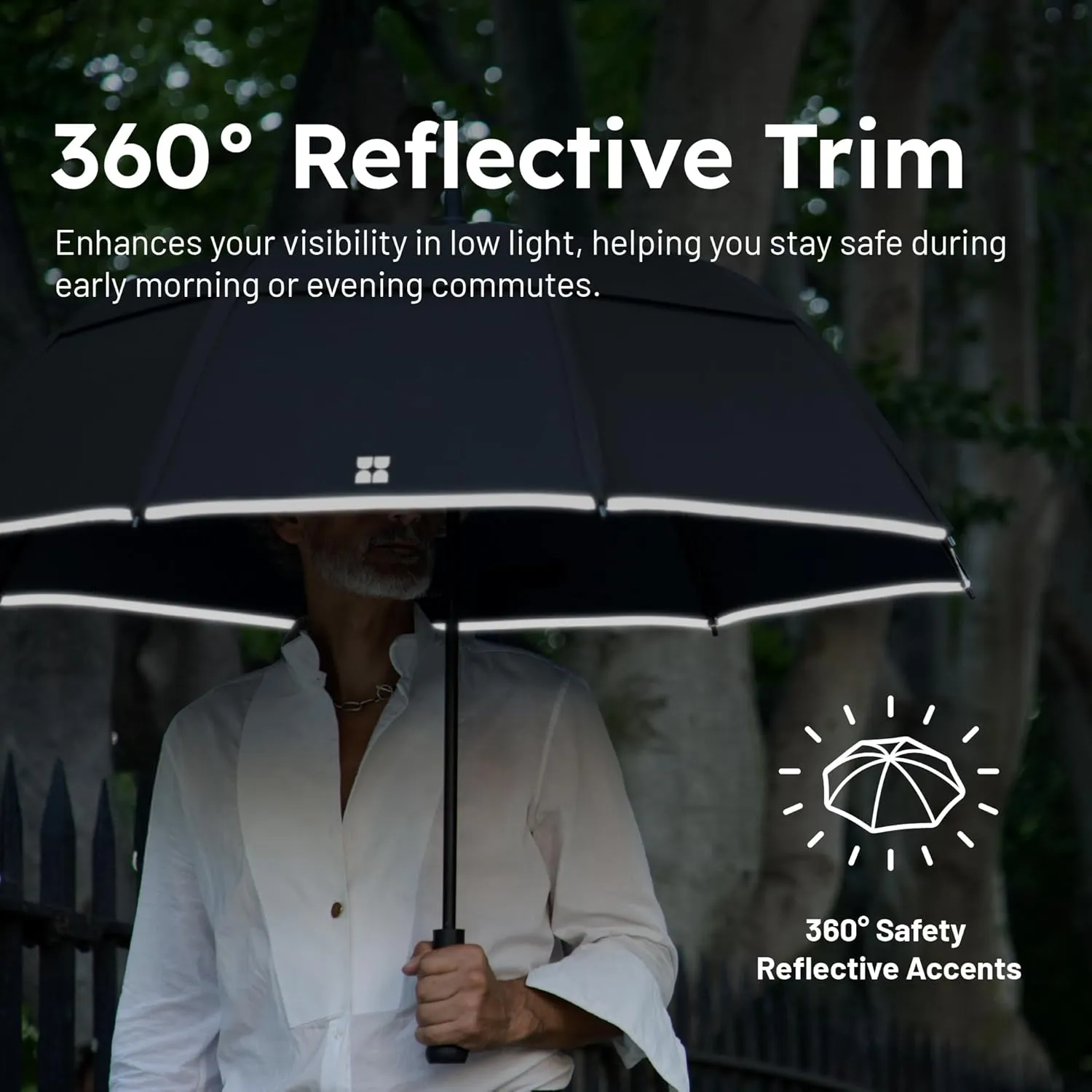 Weatherman Umbrella - Stick Umbrella - Windproof Umbrella Resists Up to 55 MPH Winds (Black)