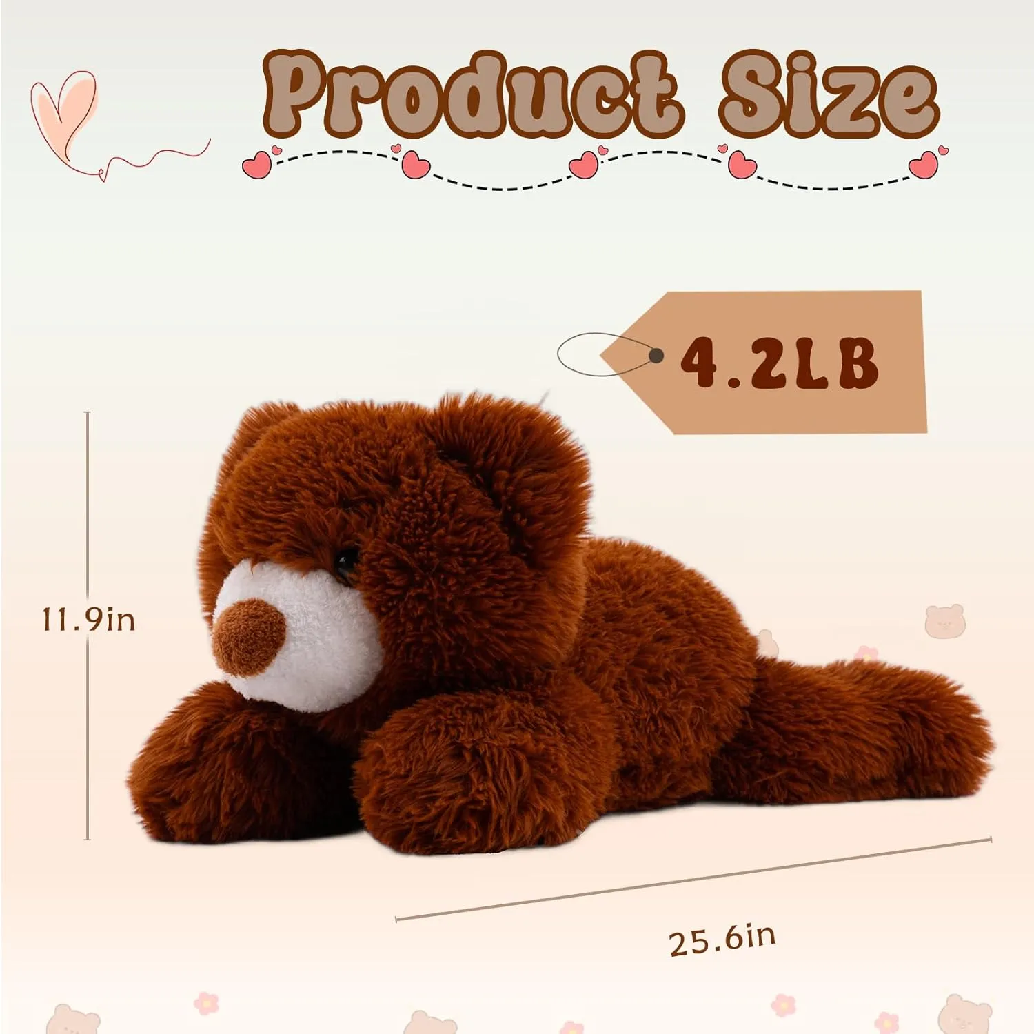 Weighted Bear Stuffed Animal 27in, 4.2 lbs Plush for Adult, Kids - Brown Bear Gifts for Christmas, Birthday, Valentine's Day