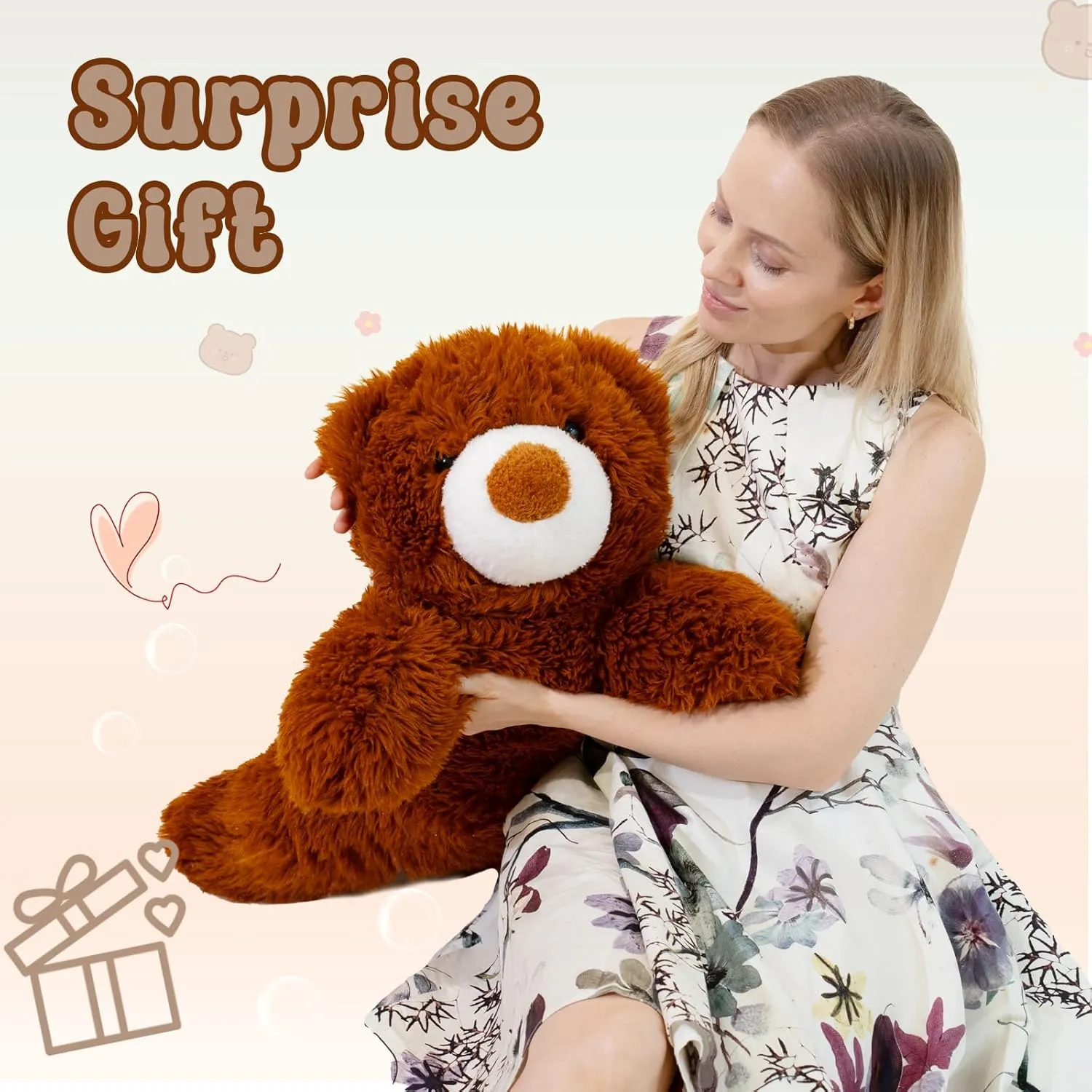 Weighted Bear Stuffed Animal 27in, 4.2 lbs Plush for Adult, Kids - Brown Bear Gifts for Christmas, Birthday, Valentine's Day