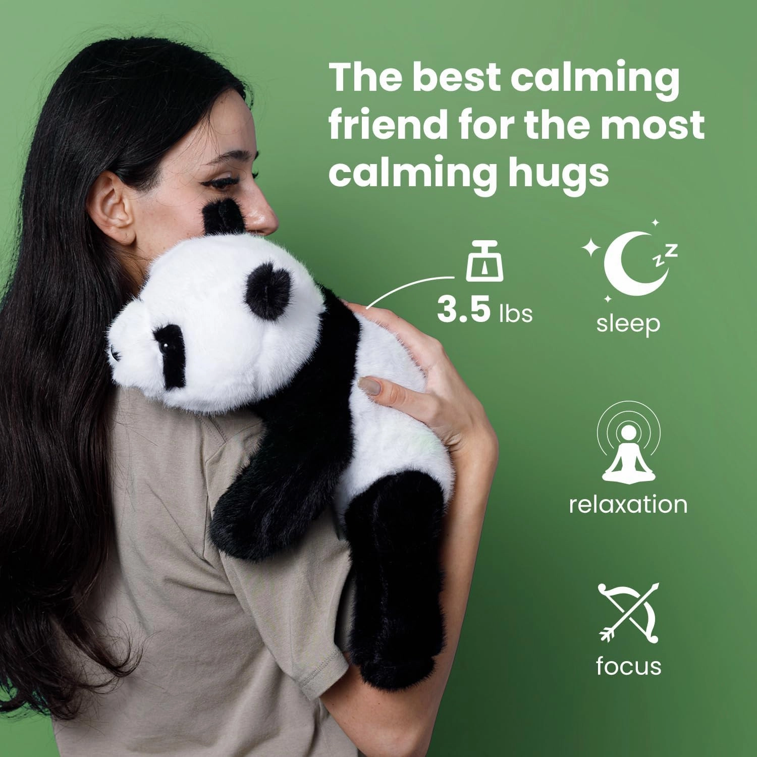 Weighted Panda Plush Stuffed Animals - 14" 3.5 lbs Weighted Microwavable Panda Heated Stuffed Animal Heating Pads for Adults & Kids, Plush for Stress Relief for All Ages