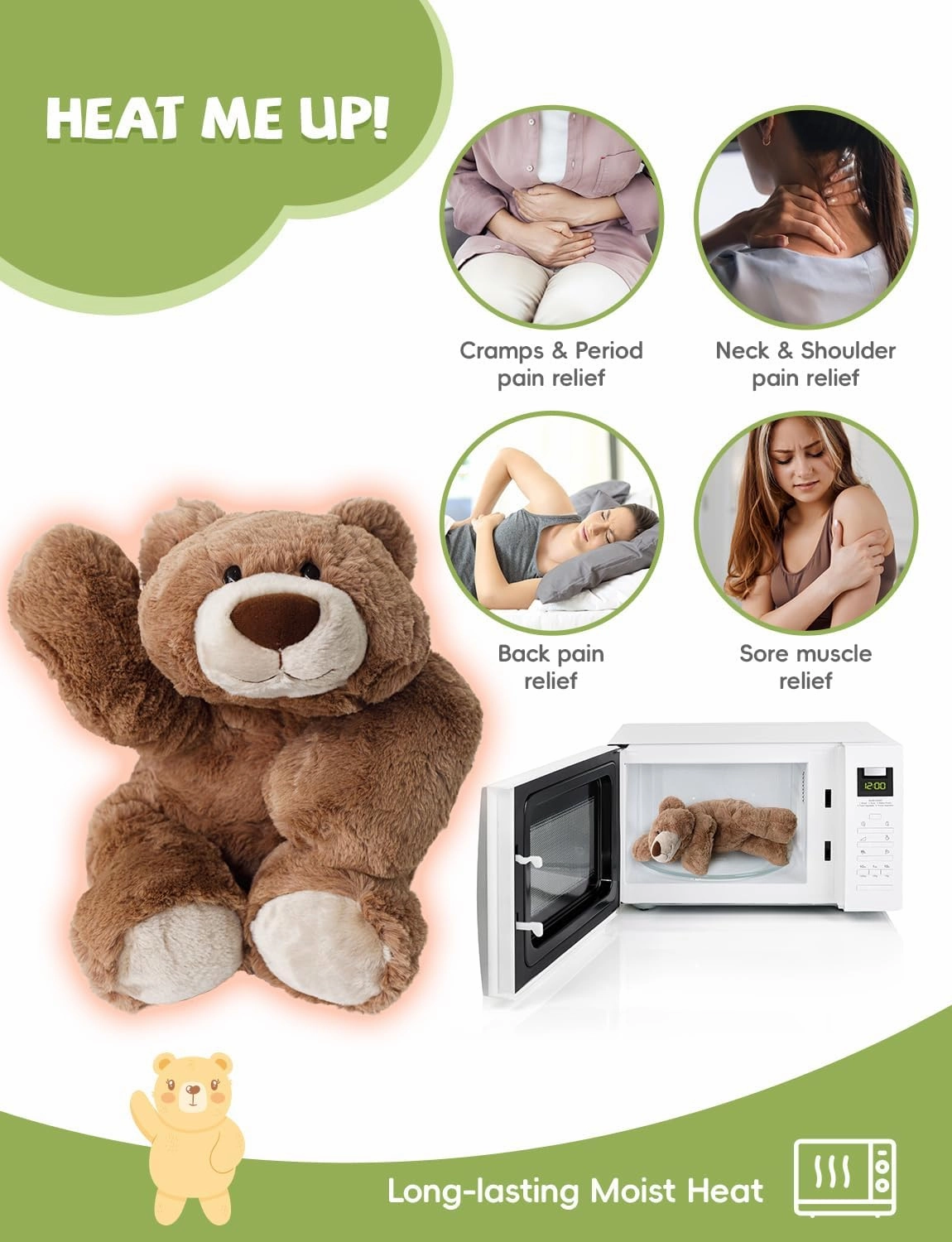 Weighted Plush Stuffed Animals,Microwavable Brown Bear Heated Stuffed Animal Heating Pads for Adults & Kids, Plush for Stress Relief for Boys Girls Birthday Parties Supplies Favor Stocking Stuffers
