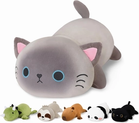 Weighted Siamese Cat Stuffed Animals, Cute Weighted Siamese Cat Plush, Soft Stuffed Weighted Plushie Pillow Gifts for Girls Boys(9.8" 0.8Lbs)