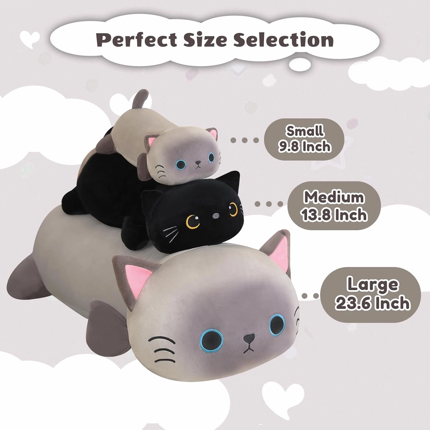 Weighted Siamese Cat Stuffed Animals, Cute Weighted Siamese Cat Plush, Soft Stuffed Weighted Plushie Pillow Gifts for Girls Boys(9.8" 0.8Lbs)