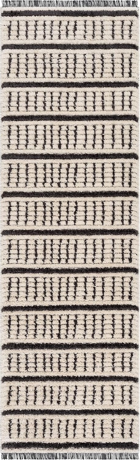 Well Woven Vihno Ivory Tribal Stripes Geometric Pattern Runner Rug 3x10 (2'7" x 7'3")