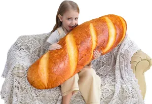 Wepop 24 in 3D Simulation Bread Shape Pillow Soft Lumbar Baguette Back Cushion Funny Food Plush Stuffed Toy