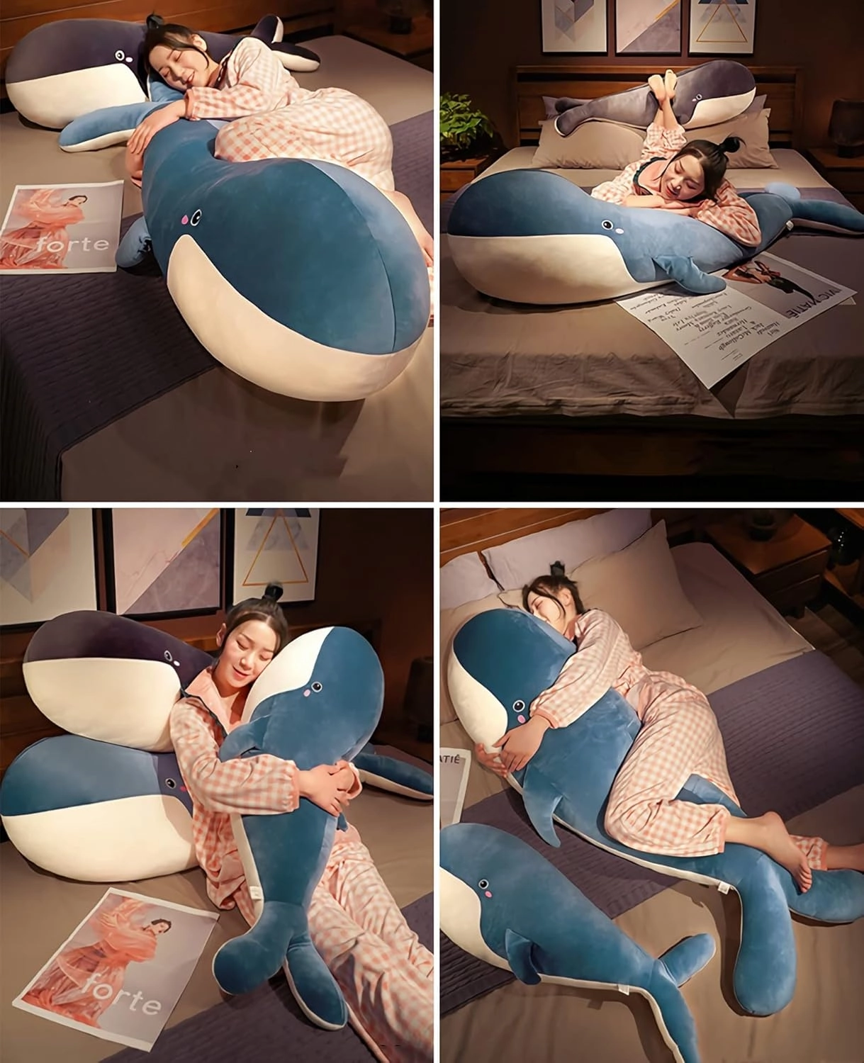 Whale Stuffed Animal Plush - Large Soft Whale Body Pillow, 47.2'' Stuffed Whale Toy with Removable Washable Cover, Cute Plush Whale Throw Pillow Gift for Kids, Girls, and Boys