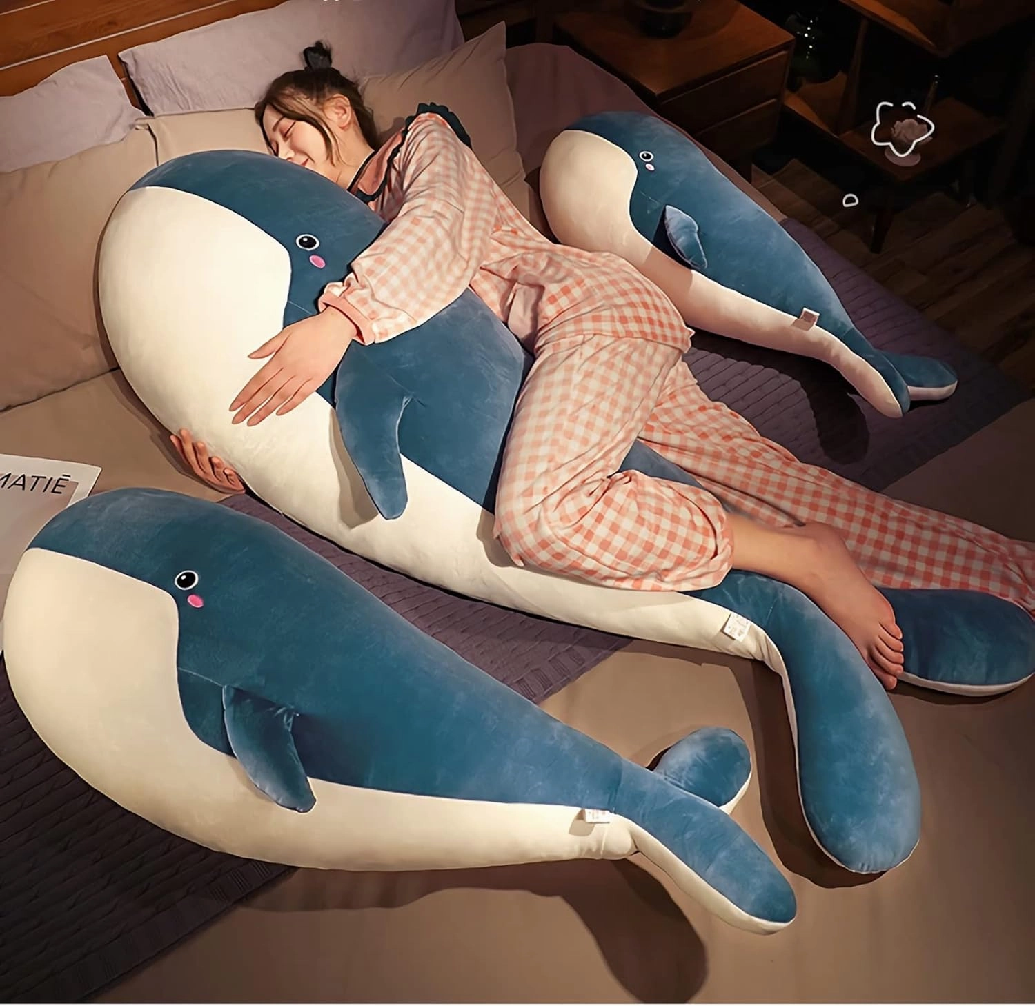 Whale Stuffed Animal Plush - Large Soft Whale Body Pillow, 47.2'' Stuffed Whale Toy with Removable Washable Cover, Cute Plush Whale Throw Pillow Gift for Kids, Girls, and Boys
