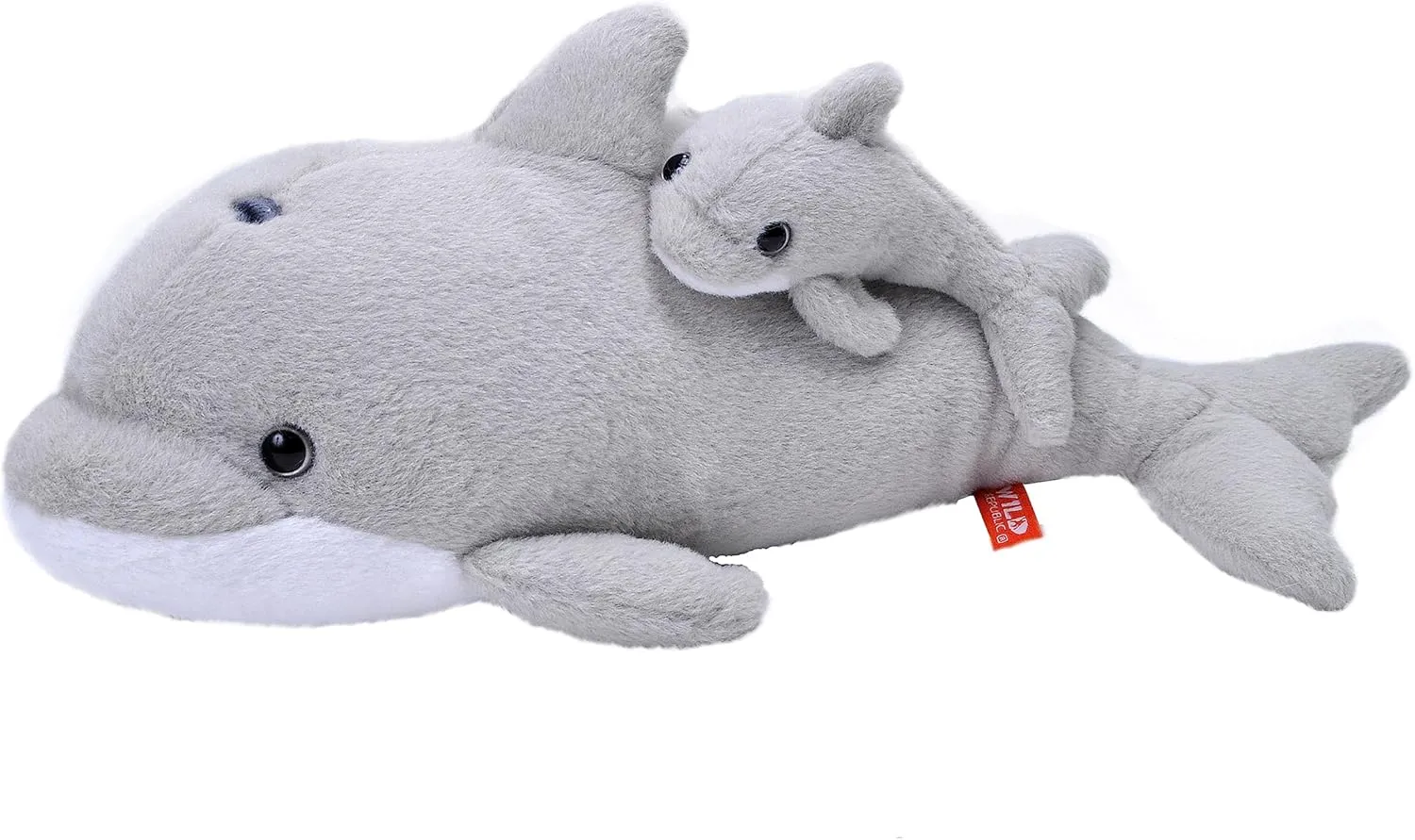 Wild Republic Mom and Baby Dolphin, Stuffed Animal, 14 inches, Gift for Kids, Plush Toy, Fill is Spun Recycled Water Bottles, 12"