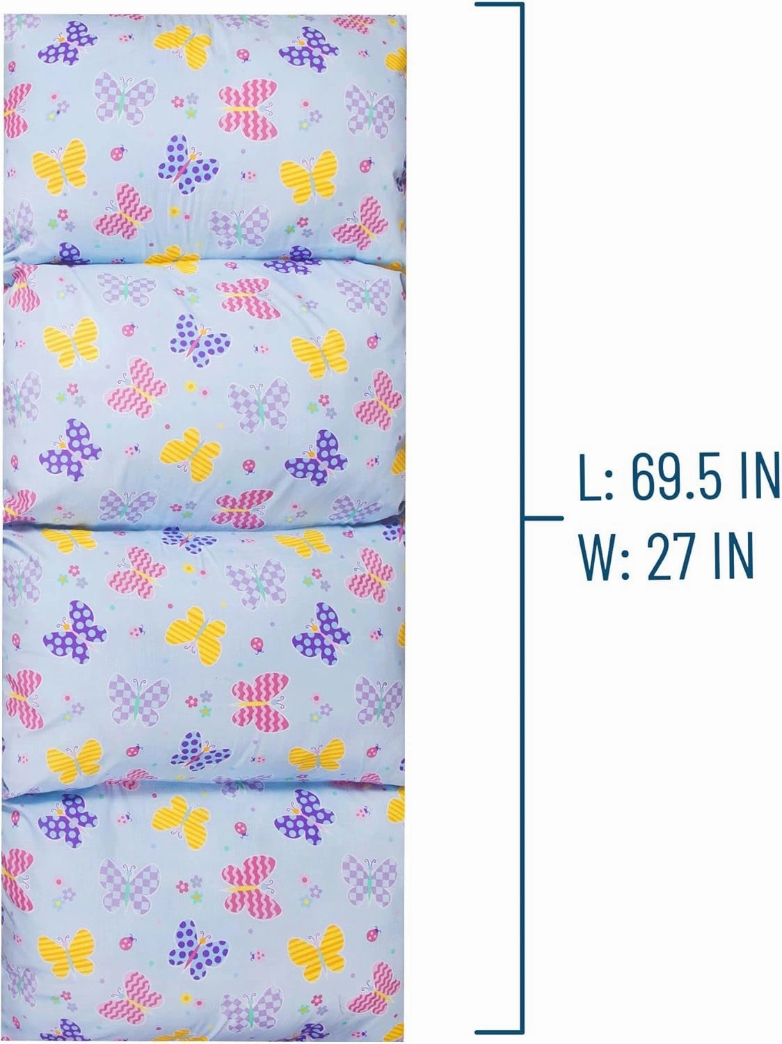 Wildkin Kids Floor Lounger – Pillow Lounger, Travel-Friendly, Ideal for Sleepovers, Fits Standard Pillows - Butterfly Garden