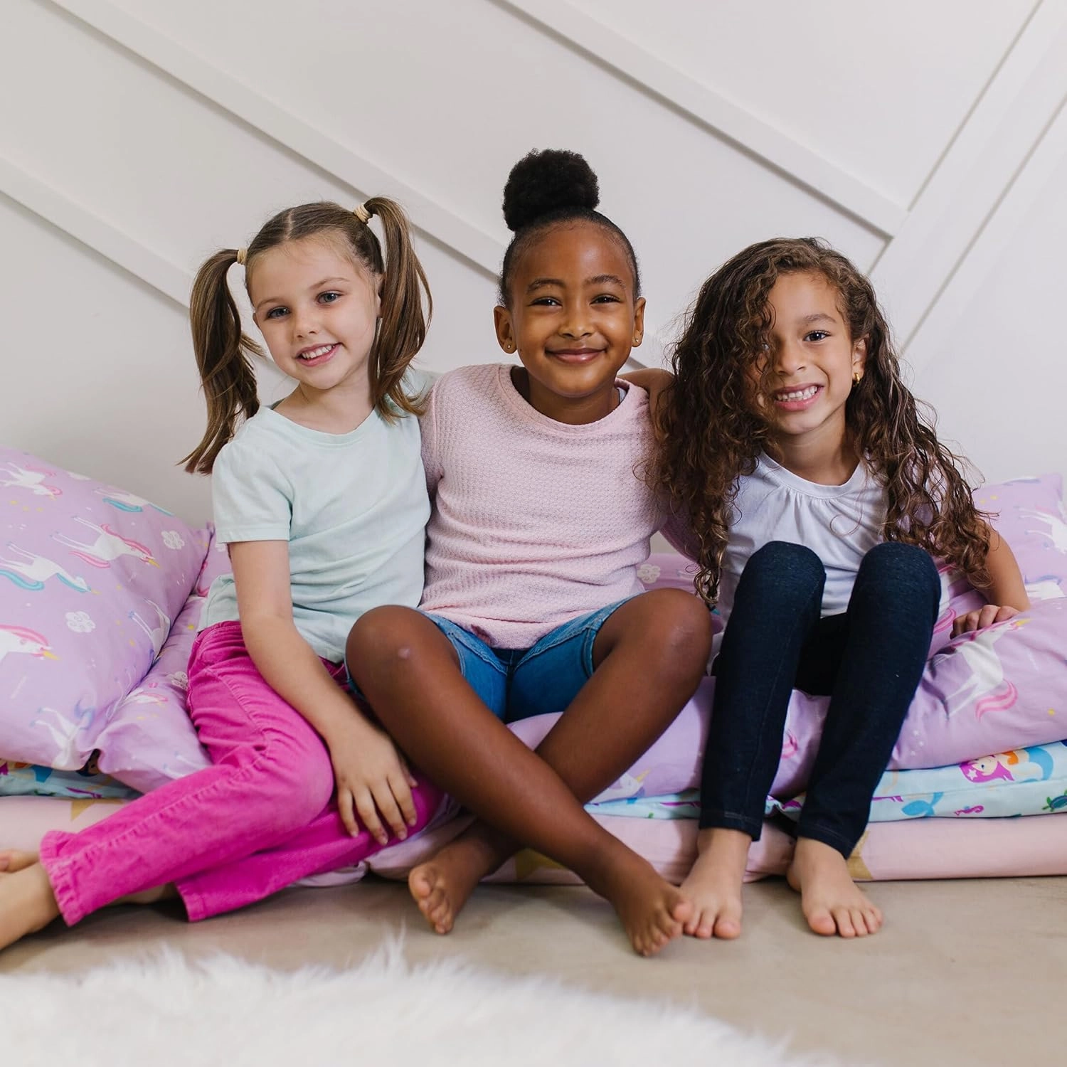 Wildkin Kids Floor Lounger – Pillow Lounger, Travel-Friendly, Ideal for Sleepovers, Fits Standard Pillows - Butterfly Garden