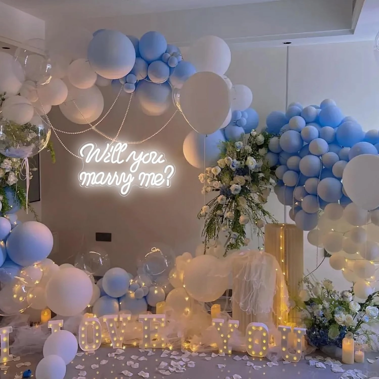 Will You Marry Me Neon Sign, LED Neon Light for Proposal Engagement Art Decor, Marry Me Neon Signs for Engagement Wedding Valentines Day Girlfriend Party Bedroom Wall Hanging Decoration