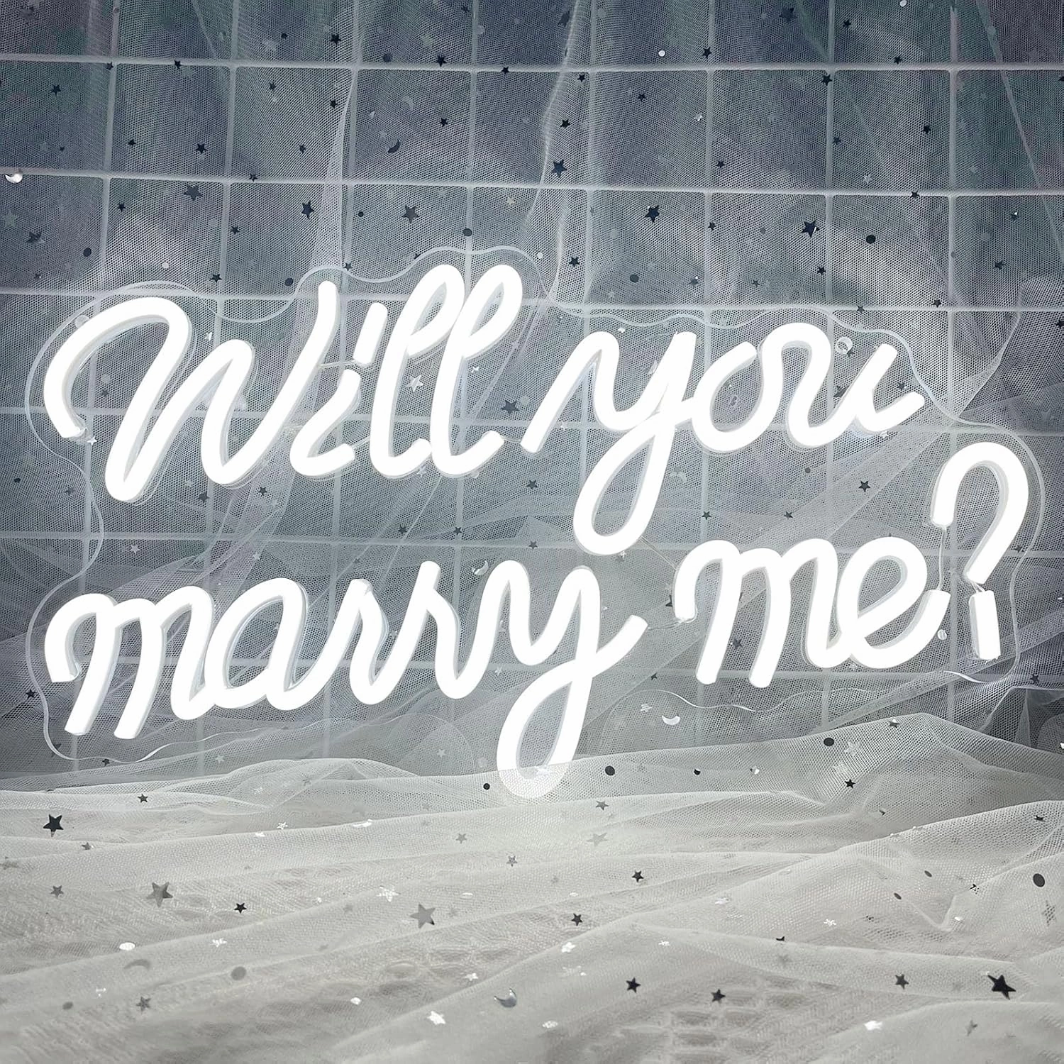 Will You Marry Me Neon Sign, LED Neon Light for Proposal Engagement Art Decor, Marry Me Neon Signs for Engagement Wedding Valentines Day Girlfriend Party Bedroom Wall Hanging Decoration