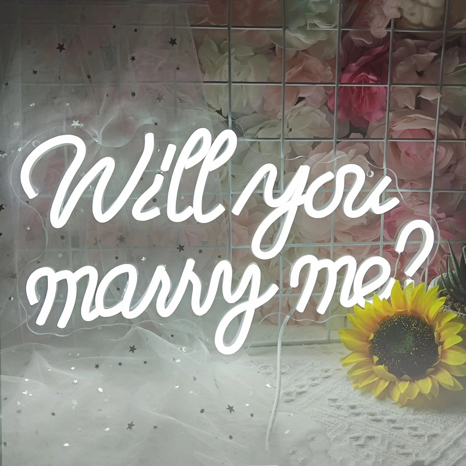 Will You Marry Me Neon Sign, LED Neon Light for Proposal Engagement Art Decor, Marry Me Neon Signs for Engagement Wedding Valentines Day Girlfriend Party Bedroom Wall Hanging Decoration