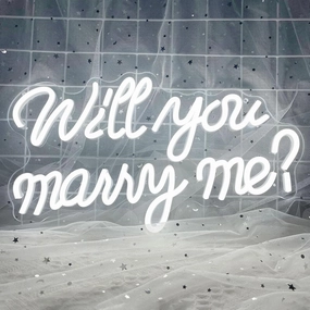 Will You Marry Me Neon Sign, LED Neon Light for Proposal Engagement Art Decor, Marry Me Neon Signs for Engagement Wedding Valentines Day Girlfriend Party Bedroom Wall Hanging Decoration