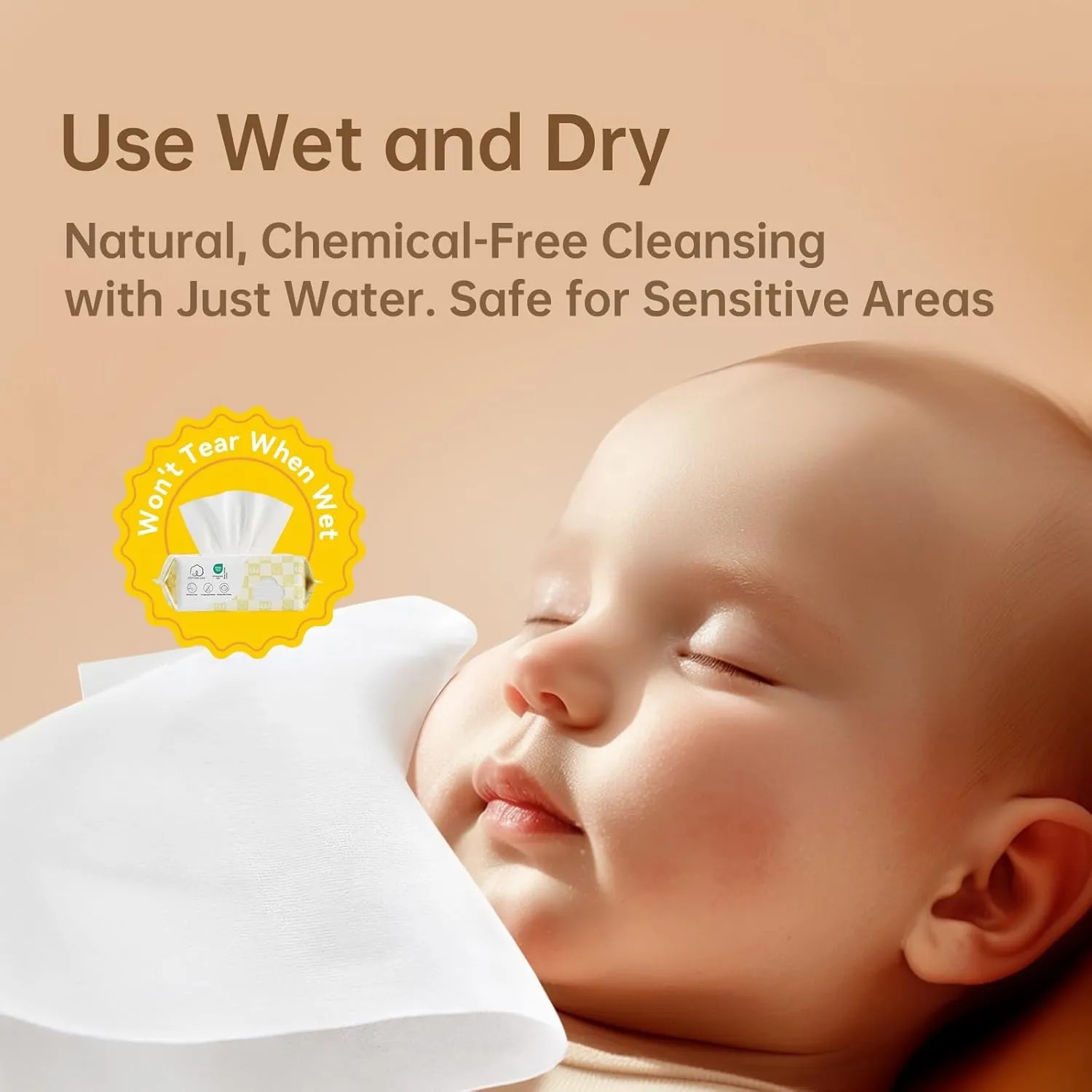 Winner 100% USA Cotton Dry Wipes, Ultra Soft Face Towels, Wet and Dry Use, Unscented and Hypoallergenic, Baby Necessities for Diaper Changes, Meals, and On-the-go Cleanup, 240 Count, Pack of 3