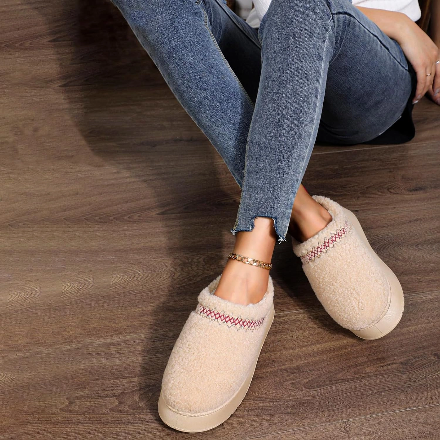 Women's Platform Clogs Mini Boots Plush Lining Fuzzy Slippers Slip on Fluffy Snow Boots for Women