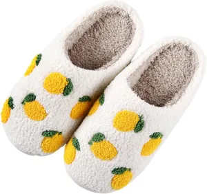 Women's Men's Strawberry Slippers Cute Fruit Home Slippers Winter Fuzzy Memory Foam Fluffy Warm House Shoes