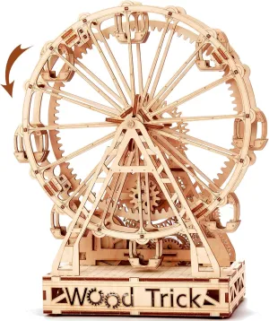Wood Trick Ferris Wheel Rotating Mechanical Model - 3D Wooden Puzzles for Adults and Kids to Build - Engineering DIY Wooden Models for Adults to Build