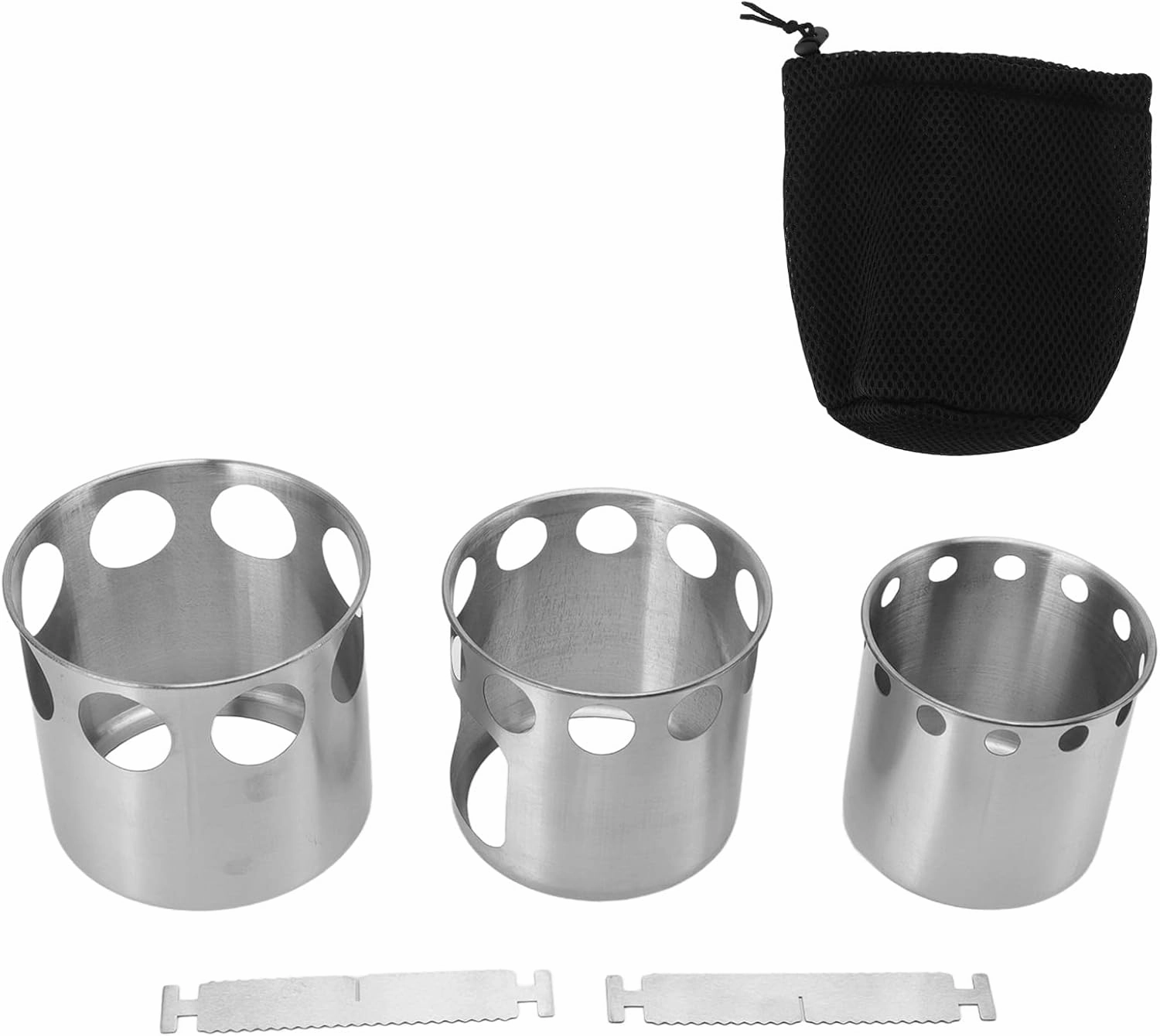 Wood Burning Camp Stove Stainless Steel Portable Stove Wood Branches Leaves Pine Cones Camping Windproof Outdoor Stove Set
