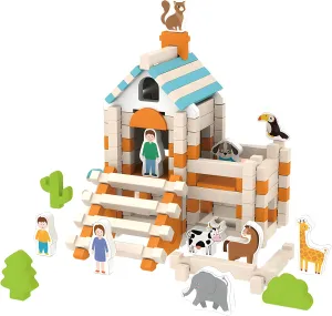 Wooden Building Blocks Set,120 Pcs Colorful Plank Block Construction Toys,Wooden Blocks for Kids Ages 3-8,Natural Pine Wood Blocks,Learning Toys for Preschool Girls and Boys