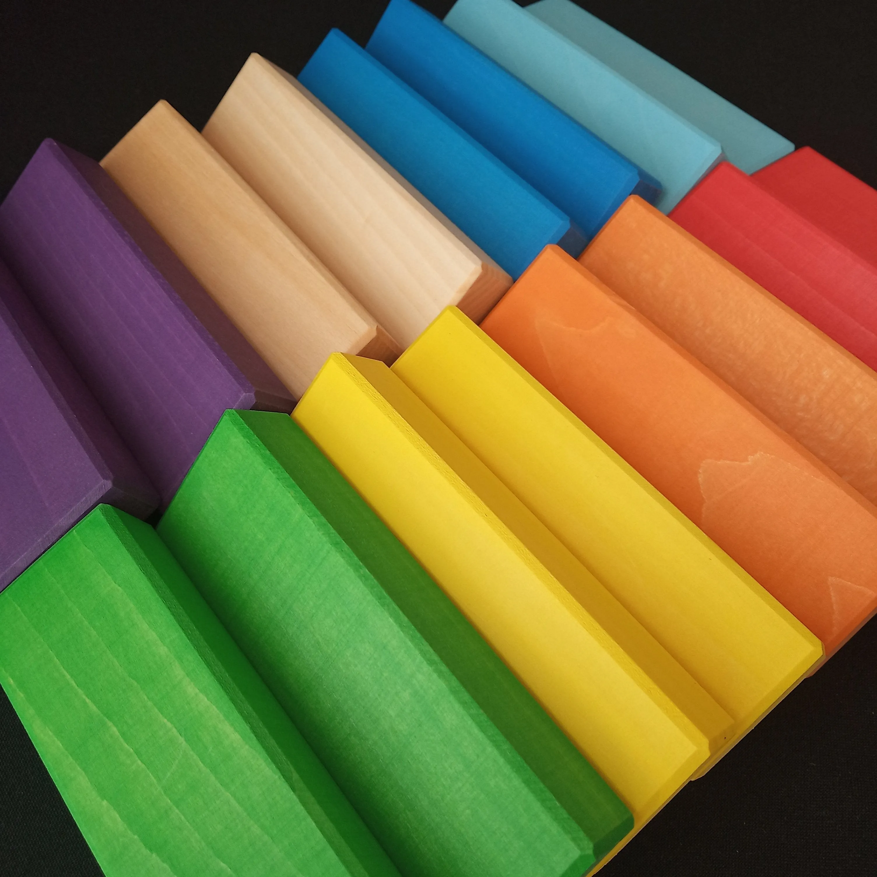 Wooden Building Bricks Baby Toy Rainbow
