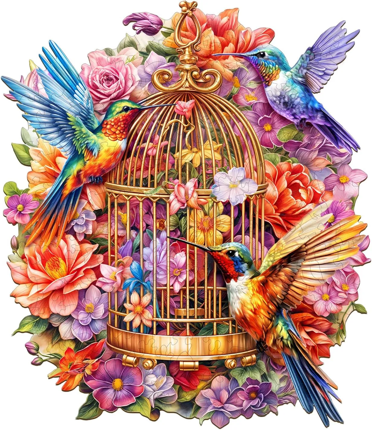 Wooden Hummingbird Puzzles - Unique Shaped Wooden Jigsaw Puzzles - Hummingbird Wooden Puzzles - Animal Wooden Puzzle Creative Birthday Gifts - Puzzle Toys - 100pcs